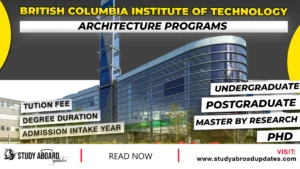 British Columbia Institute of Technology Architecture Programs