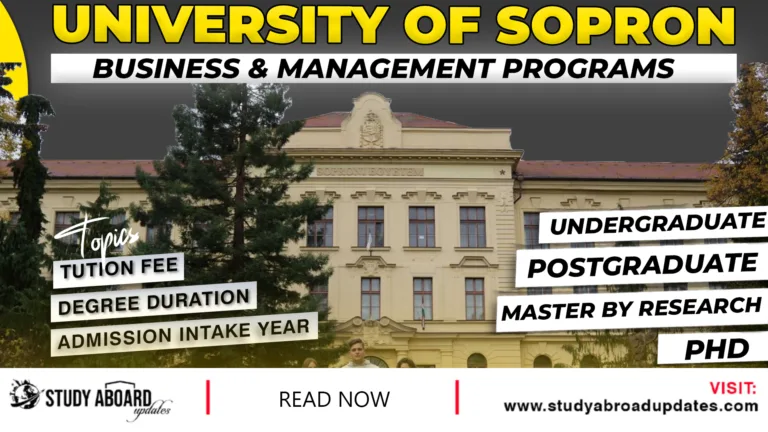 University of Sopron Business & Management Programs