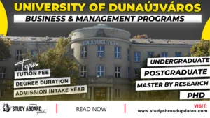 University of Dunaújváros Business & Management Programs