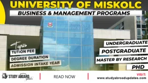 University of Miskolc Business & Management Programs