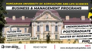 Hungarian University of Agriculture and Life Sciences Business & Management Programs