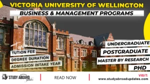 Victoria University of Wellington Business & Management Programs