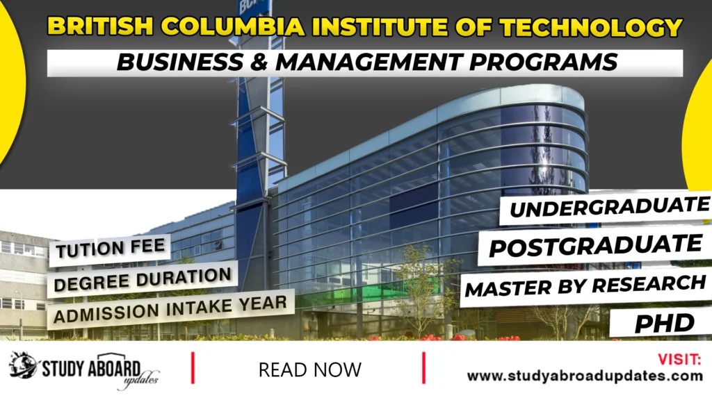 British Columbia Institute of Technology Business & Management Programs