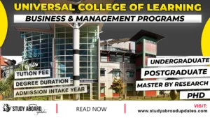 Universal College of Learning Business & Management Programs