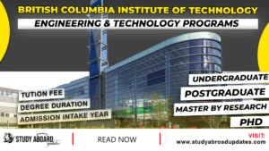 British Columbia Institute of Technology Engineering & Technology Programs