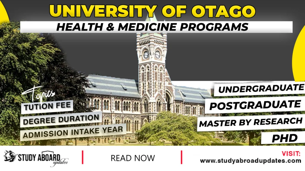 University of Otago Health & Medicine Programs