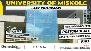 University of Miskolc Law Programs