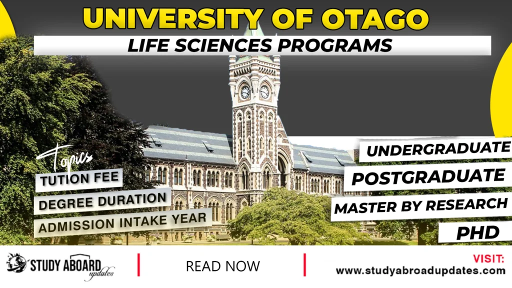 University of Otago Life Sciences Programs