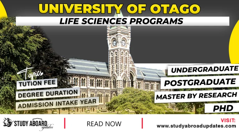 University of Otago Life Sciences Programs
