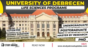 University of Debrecen Life Sciences Programs