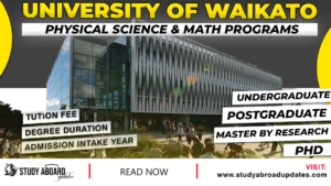University of Waikato Physical Science & Math Programs