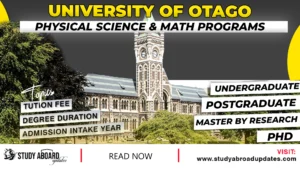 University of Otago Physical Science & Math Programs