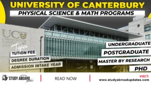 University of Canterbury Physical Science & Math Programs