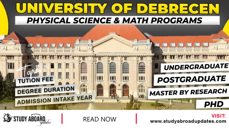 University of Debrecen Physical Science & Math Programs