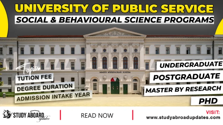 University of Public Service Social & Behavioural Science Programs