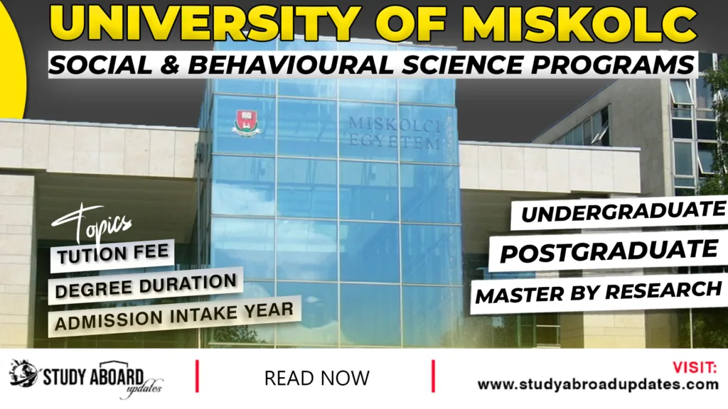 University of Miskolc Social & Behavioural Science Programs