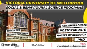 Victoria University of Wellington Social & Behavioural Science Programs