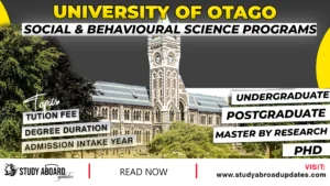 University of Otago Social & Behavioural Science Programs