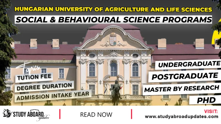 Hungarian University of Agriculture and Life Sciences Social & Behavioural Science Programs