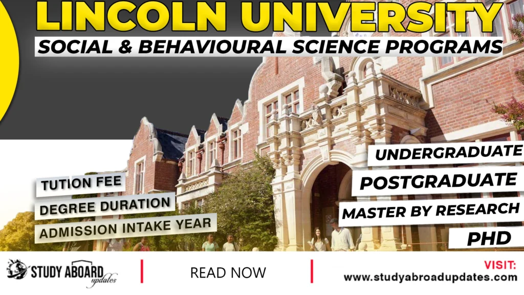 Lincoln University Social & Behavioural Science Programs