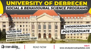University of Debrecen Social & Behavioural Science Programs