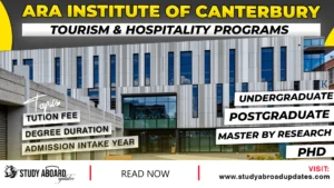 Ara Institute of Canterbury Tourism & Hospitality Programs
