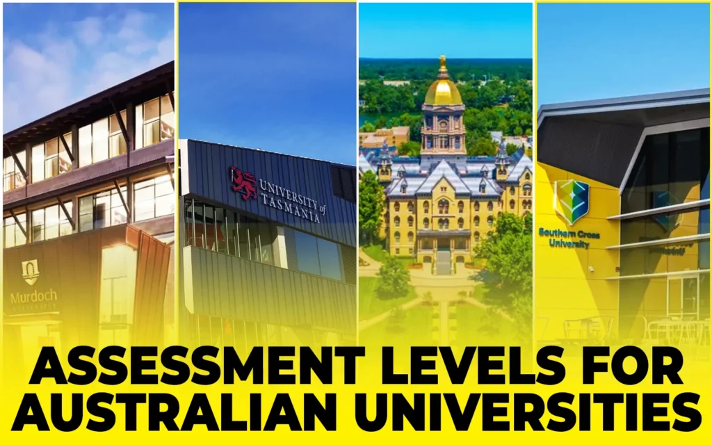 Assessment Levels 20205- 26 Australian Universities