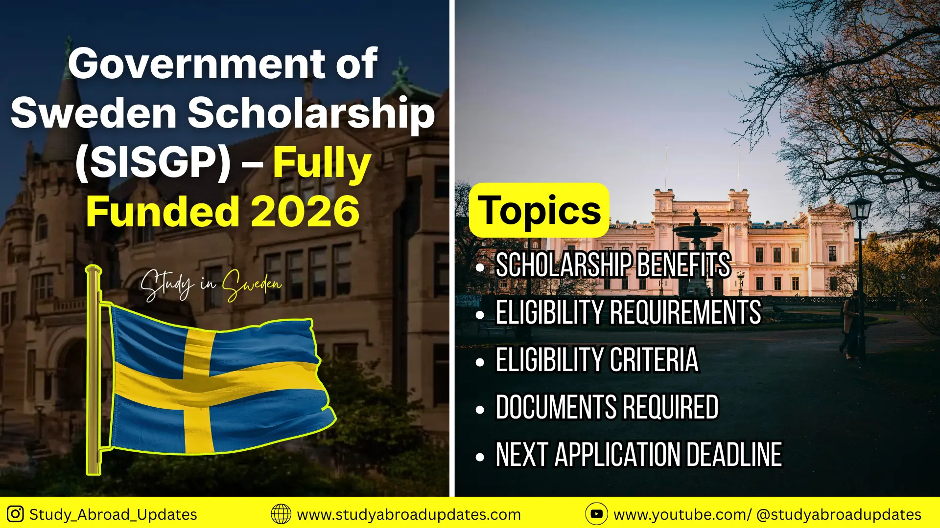 Sisgp Government of Sweden Scholarship (SISGP) - Study Abroad Updates