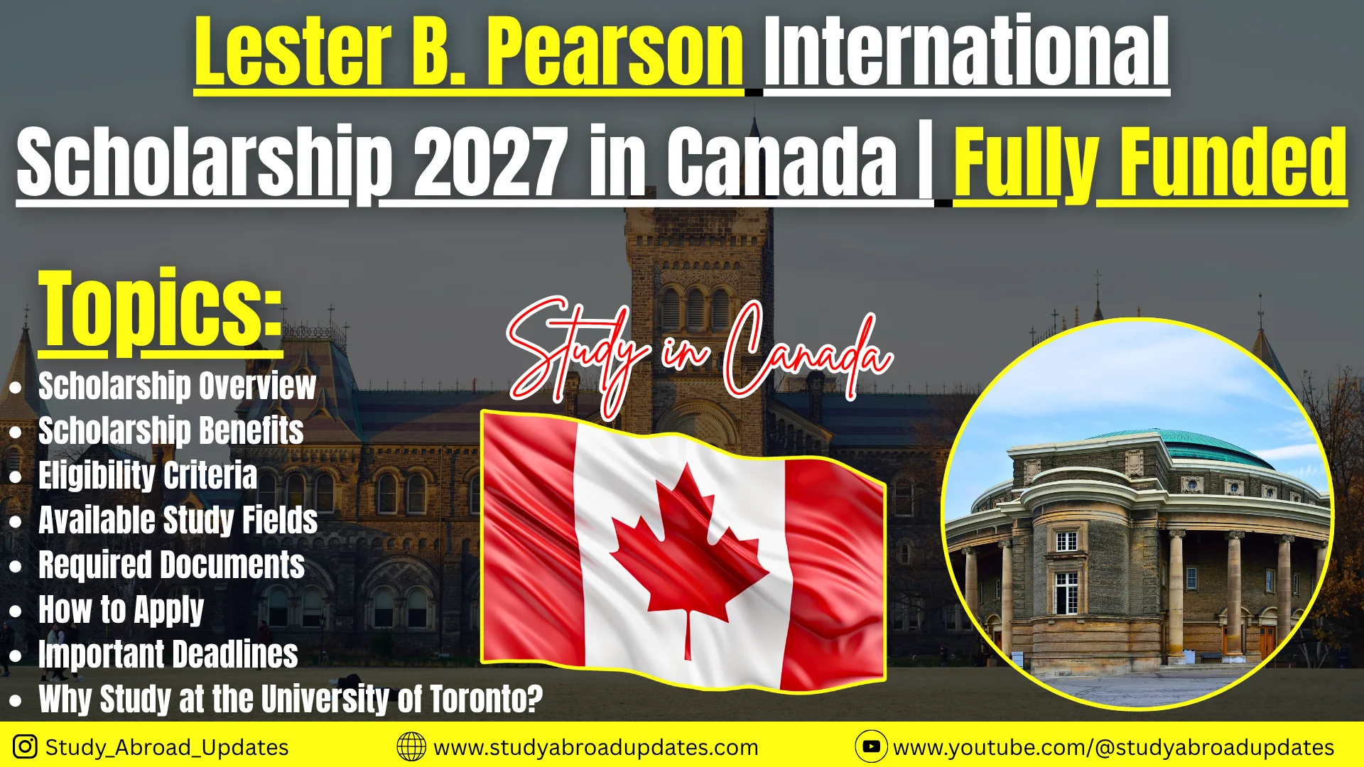 Lester B. Pearson International Scholarship 2027 in Canada | Fully Funded