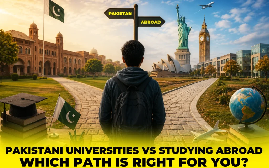 Pakistani Universities vs. Studying Abroad Banner