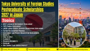 Tokyo University of Foreign Studies Postgraduate Scholarships 2027 in Japan