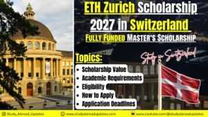 ETH ZURICH Scholarship For Pakistani Students 2027 – Fully Funded Master’s Scholarship