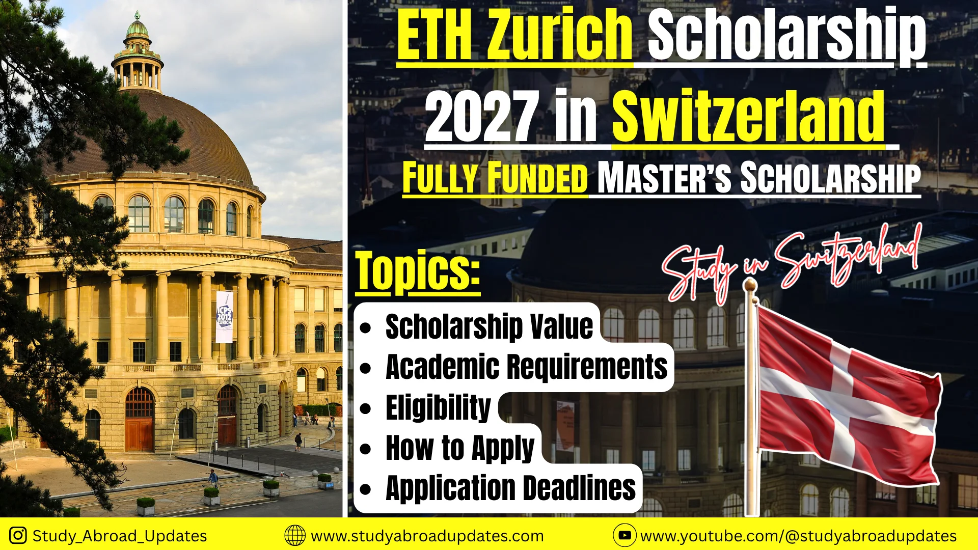 ETH ZURICH Scholarship For Pakistani Students in Switzerland